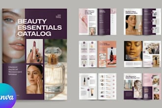 design editable med spa beauty cosmetic sales product catalog, brochure