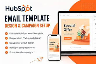 design editable hubspot email template, newsletter html email marketing campaign