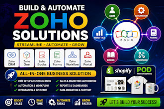 build zoho crm zoho one automation zoho books zoho forms workflow shopify pod