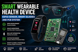 develop smart wearable health device, esp32 sensor, smart glasses and pcb