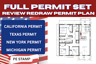 create full permit set redraw permit plan ca tx ny mi pe stamp permit approval