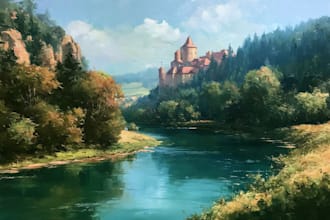 digitally oil painting landscape