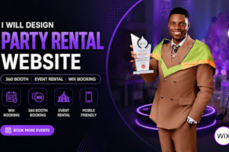 design party rental website 360 booth event rental website with wix booking, wix