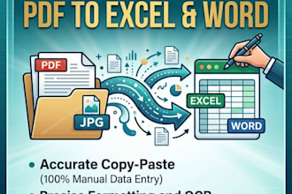 do PDF to word, PDF to excel , and copy paste data entry work
