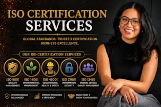 provide iso 9001, 45001, 27001, 14001, gmp, iso 27001