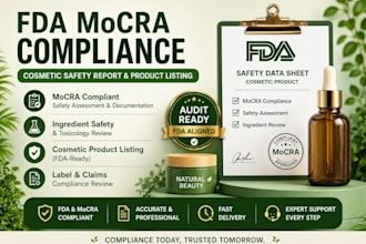 prepare fda mocra compliance, cosmetic safety report and product listing
