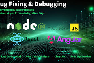 fix bugs in your nodejs, react, angular, or javascript code