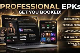 design clickable epk for musician dj and artist media kit design one sheet kit
