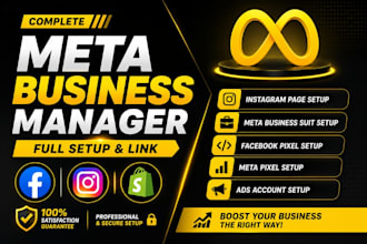 setup and fix meta business manager, ad account, shopify pixel