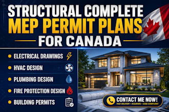 design complete mep permit plans for quebec, yukon, and ontario manitoba canada