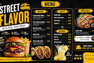 design printable restaurant menu takeaway menu bar menu food truck menu board