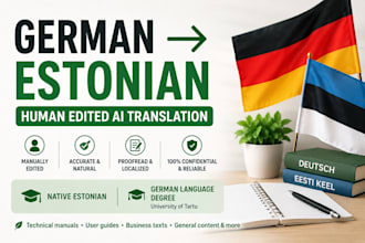 translate and edit german to estonian ai translations