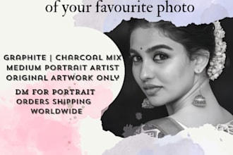 draw professional charcoal and pencil sketch