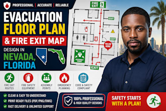 design evacuation floor plan and fire exit map in nevada, florida