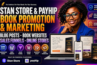 setup stan store book promotion blog post, author online store book sales funnel