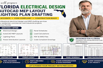 prepare florida license electrical plan design autocad mep layout lighting plan