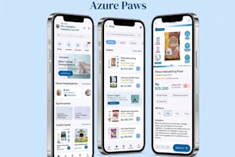 design a professional pet care and shop mobile app UI UX