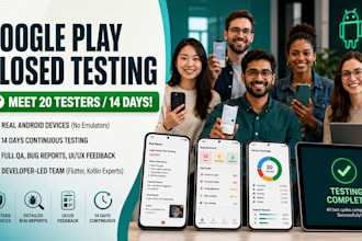provide 12 google play testers for 14 days closed testing