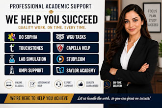 help with wgu, hesi, teas, sophia, straighterline, proctoru, lockdown, praxis