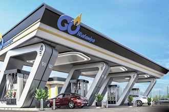 create photorealistic 3d fuel station, metro space, and petrol station design