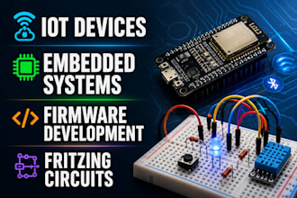 design iot devices, embedded systems, fritzing circuits and firmware development