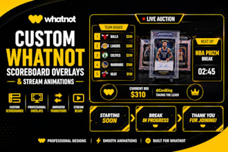 design custom whatnot scoreboard overlays and stream animations
