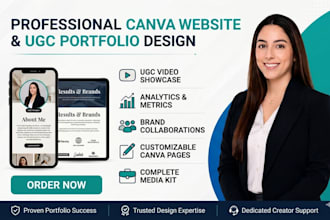 design canva website media kit ugc portfolio canva landing page social media