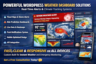 build wordpress website  weather dashboard design emergency UI real time alerts