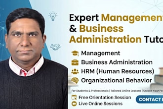 teach management, business administration, hrm, and ob