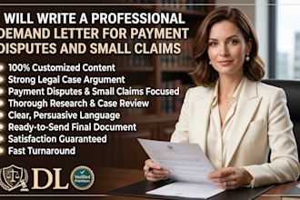 write a professional demand letter for payment disputes and small claims