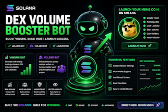 setup dex volume booster bot, volume bot, holder, launch on solana meme coin