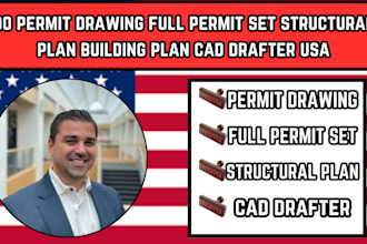 do permit drawing full permit set structural plan building plan cad drafter usa