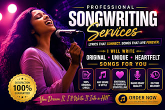 write professional song lyrics, hooks, and melodies for pop, rap, and rnb