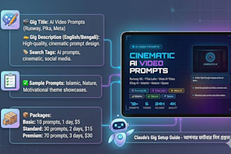 create cinematic ai video prompts for runway, pika labs and meta ai