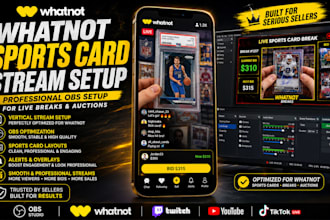 setup professional whatnot sports card break stream with obs overlays