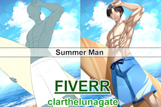 draw ych character in summer theme