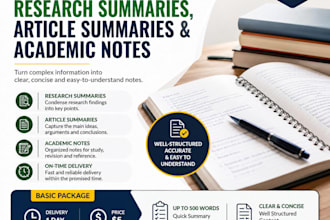 write research summaries, article summaries and academic notes