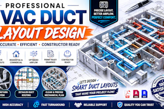 hvac duct layout, mechanical drafting, US permit residential, commercial project