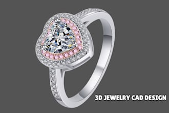 create modern 3d jewelry cad design for 3d printing and rendering