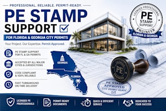 provide pe stamp support for florida and georgia city permit approval