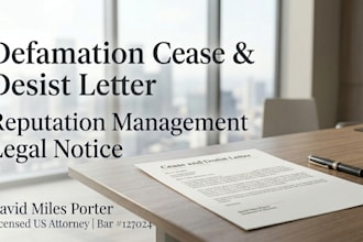 draft a defamation cease and desist letter as a US attorney