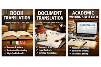 professionally translate books from farsi, pashto to english and vice versa