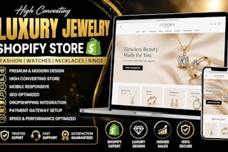design jewelry shopify store, fashion store, necklace website, earrings jewelry
