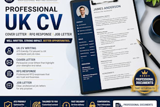 write UK CV, cover letter, rfq response and professional job letter