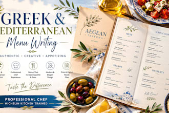 write authentic greek and mediterranean restaurant menus