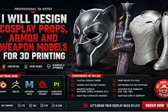 design cosplay props, armor and weapon models for 3d printing