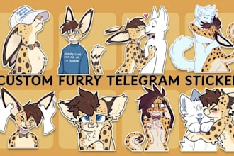 draw furry telegram sticker, discord stickers, nsfw stickers animated stickers