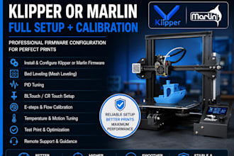 fix issues, install and setup klipper or marlin firmware for 3d printer
