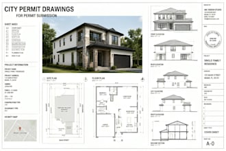 create city permit drawing, architectural drawing, autocad drafting, floor plans