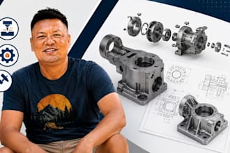 cnc cad, machine part drawing, mechanical assembly solidworks expertx proai
